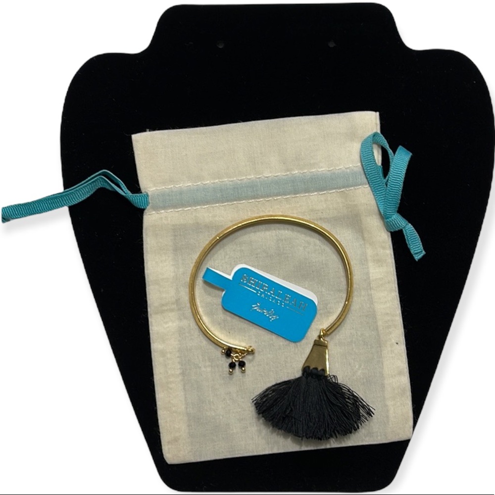 Shiraleah Anthropologie Black Sants Tassel Bracelet